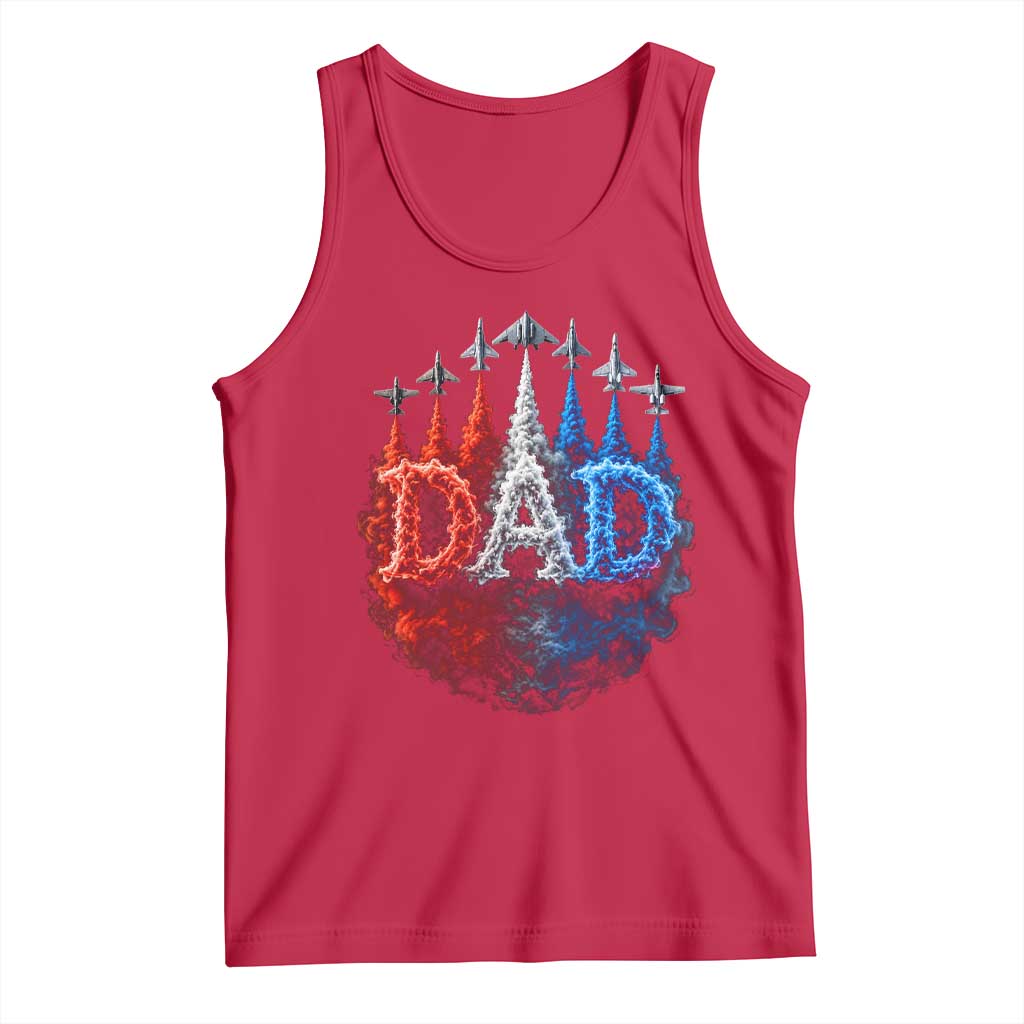 Patriotic Dad Jet Fighter American Flag 4th of July Tank Top TS11 Red Print Your Wear