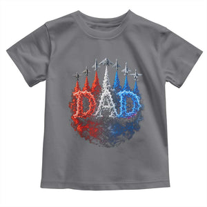 Patriotic Dad Jet Fighter American Flag 4th of July Toddler T Shirt TS11 Charcoal Print Your Wear