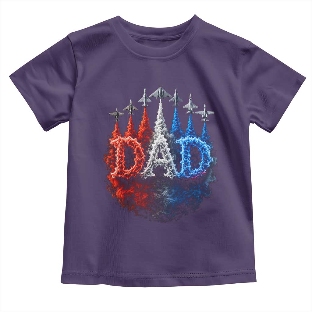 Patriotic Dad Jet Fighter American Flag 4th of July Toddler T Shirt TS11 Purple Print Your Wear