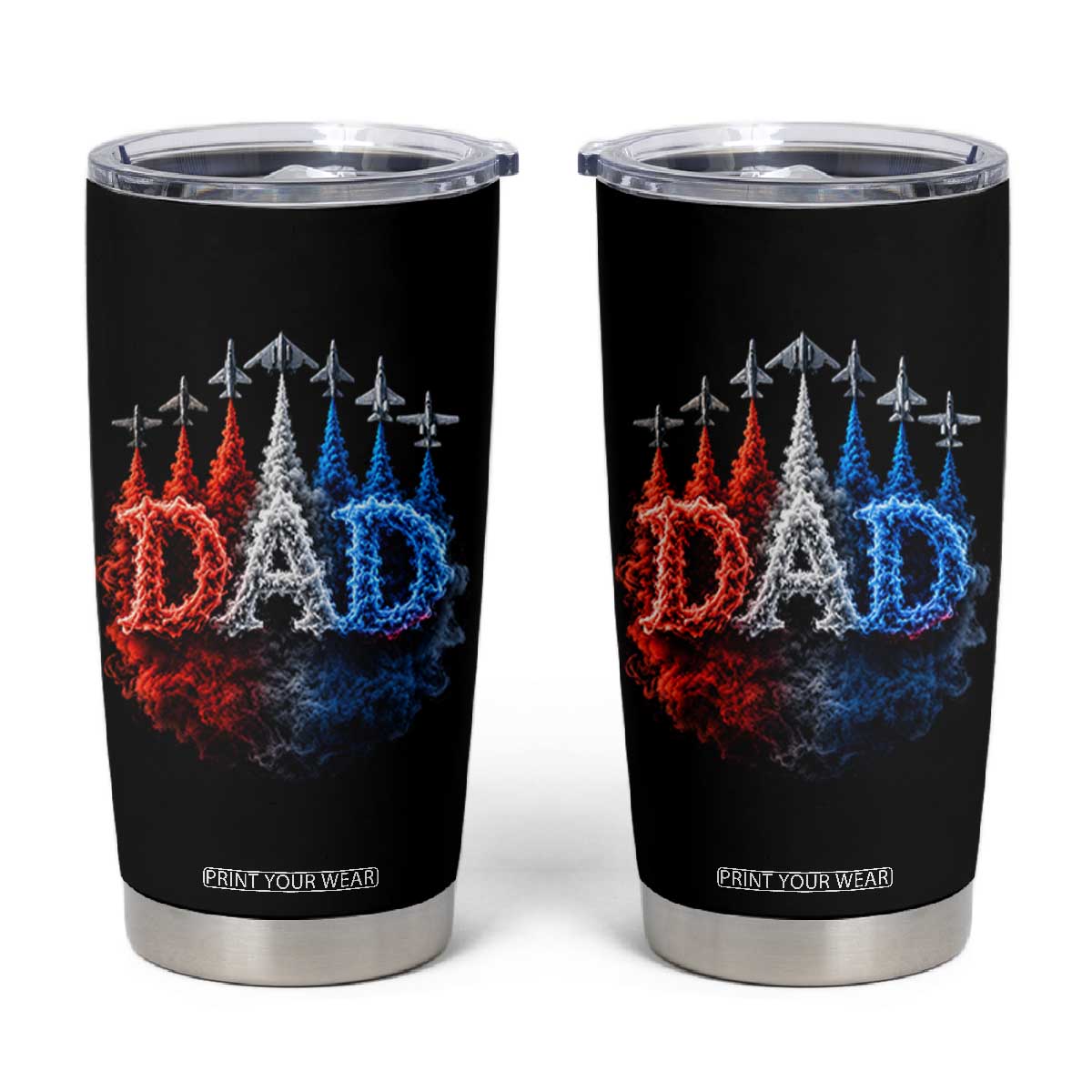 Patriotic Dad Jet Fighter American Flag 4th of July Tumbler Cup TS11 Black Print Your Wear