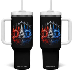 Patriotic Dad Jet Fighter American Flag 4th of July Tumbler With Handle TS11 One Size: 40 oz Black Print Your Wear