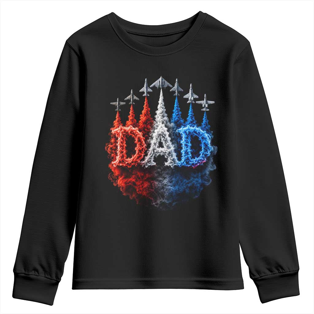 Patriotic Dad Jet Fighter American Flag 4th of July Youth Sweatshirt TS11 Black Print Your Wear