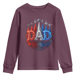 Patriotic Dad Jet Fighter American Flag 4th of July Youth Sweatshirt TS11 Maroon Print Your Wear