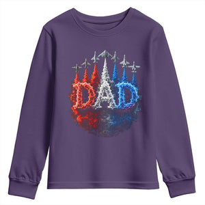 Patriotic Dad Jet Fighter American Flag 4th of July Youth Sweatshirt TS11 Purple Print Your Wear
