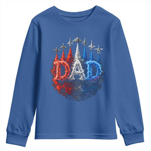 Patriotic Dad Jet Fighter American Flag 4th of July Youth Sweatshirt TS11 Royal Blue Print Your Wear