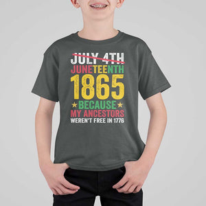 Juneteenth T Shirt For Kid 1865 Is Freedom Day Because My Ancestors Weren't Free In 1776 TS11 Dark Heather Print Your Wear