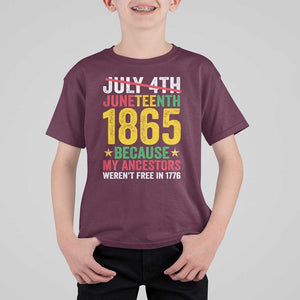 Juneteenth T Shirt For Kid 1865 Is Freedom Day Because My Ancestors Weren't Free In 1776 TS11 Maroon Print Your Wear