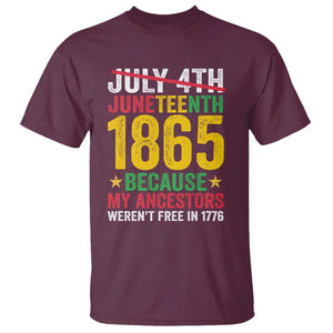 Juneteenth T Shirt 1865 Is Freedom Day Because My Ancestors Weren't Free In 1776 TS11 Maroon Print Your Wear