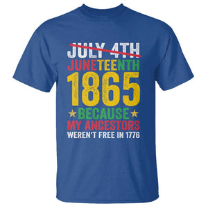 Juneteenth T Shirt 1865 Is Freedom Day Because My Ancestors Weren't Free In 1776 TS11 Royal Blue Print Your Wear