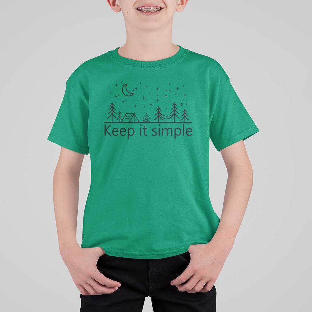 Funny Camping T Shirt For Kid Keep It Simple Outdoor Minimalist TS11 Irish Green Print Your Wear