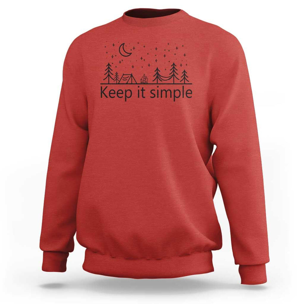 Funny Camping Sweatshirt Keep It Simple Outdoor Minimalist TS11 Red Print Your Wear