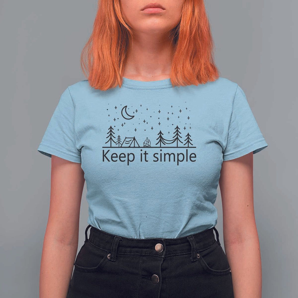 Funny Camping T Shirt For Women Keep It Simple Outdoor Minimalist TS11 Light Blue Print Your Wear