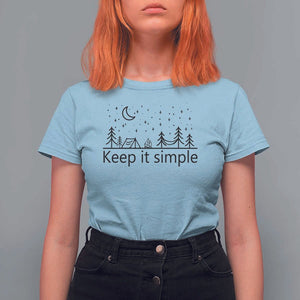 Funny Camping T Shirt For Women Keep It Simple Outdoor Minimalist TS11 Light Blue Print Your Wear