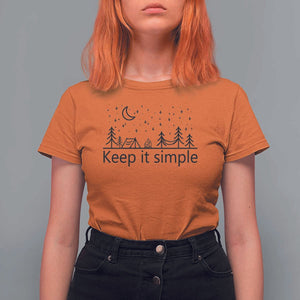 Funny Camping T Shirt For Women Keep It Simple Outdoor Minimalist TS11 Orange Print Your Wear