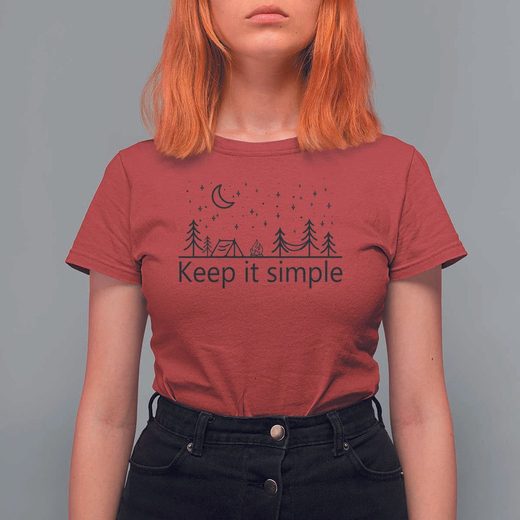 Funny Camping T Shirt For Women Keep It Simple Outdoor Minimalist TS11 Red Print Your Wear