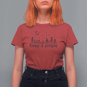 Funny Camping T Shirt For Women Keep It Simple Outdoor Minimalist TS11 Red Print Your Wear