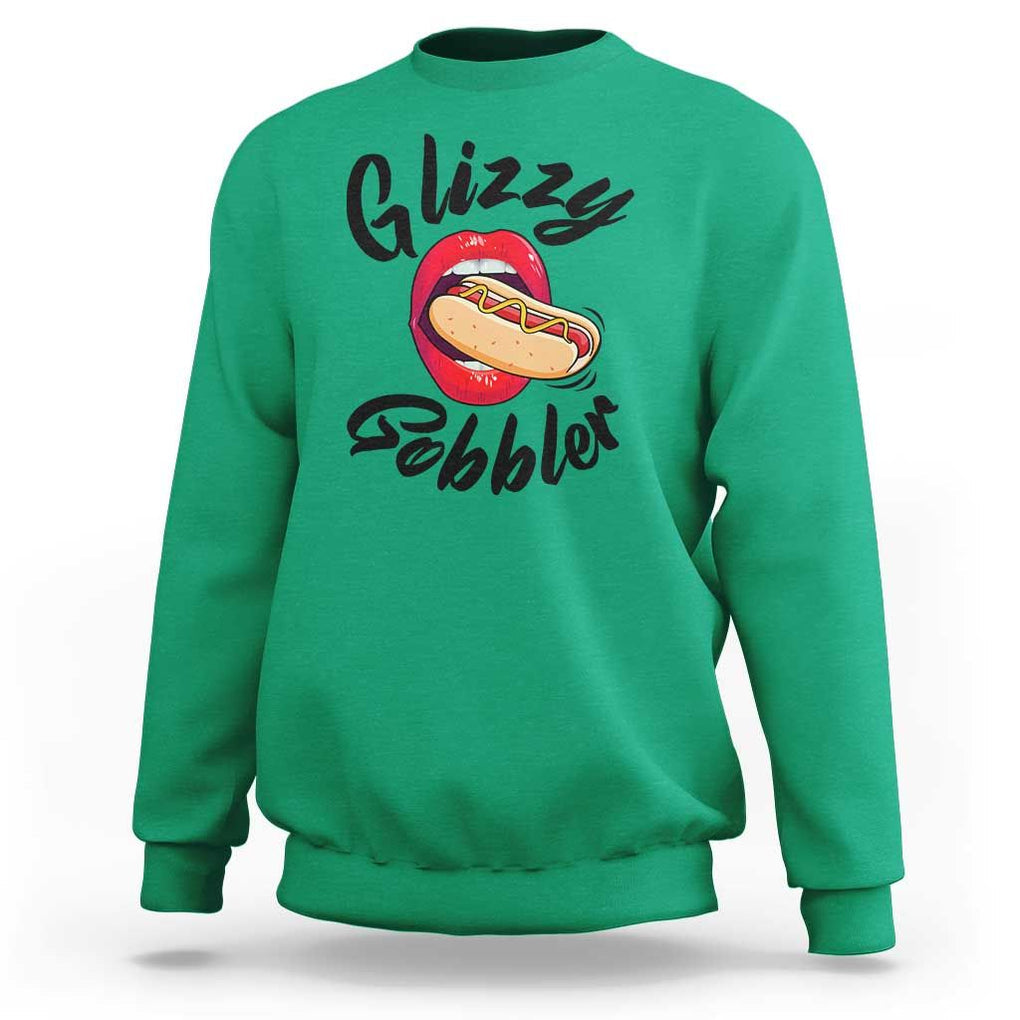 Funny Hot Dog Sweatshirt Glizzy Gobbler Wiener Lover TS11 Irish Green Print Your Wear