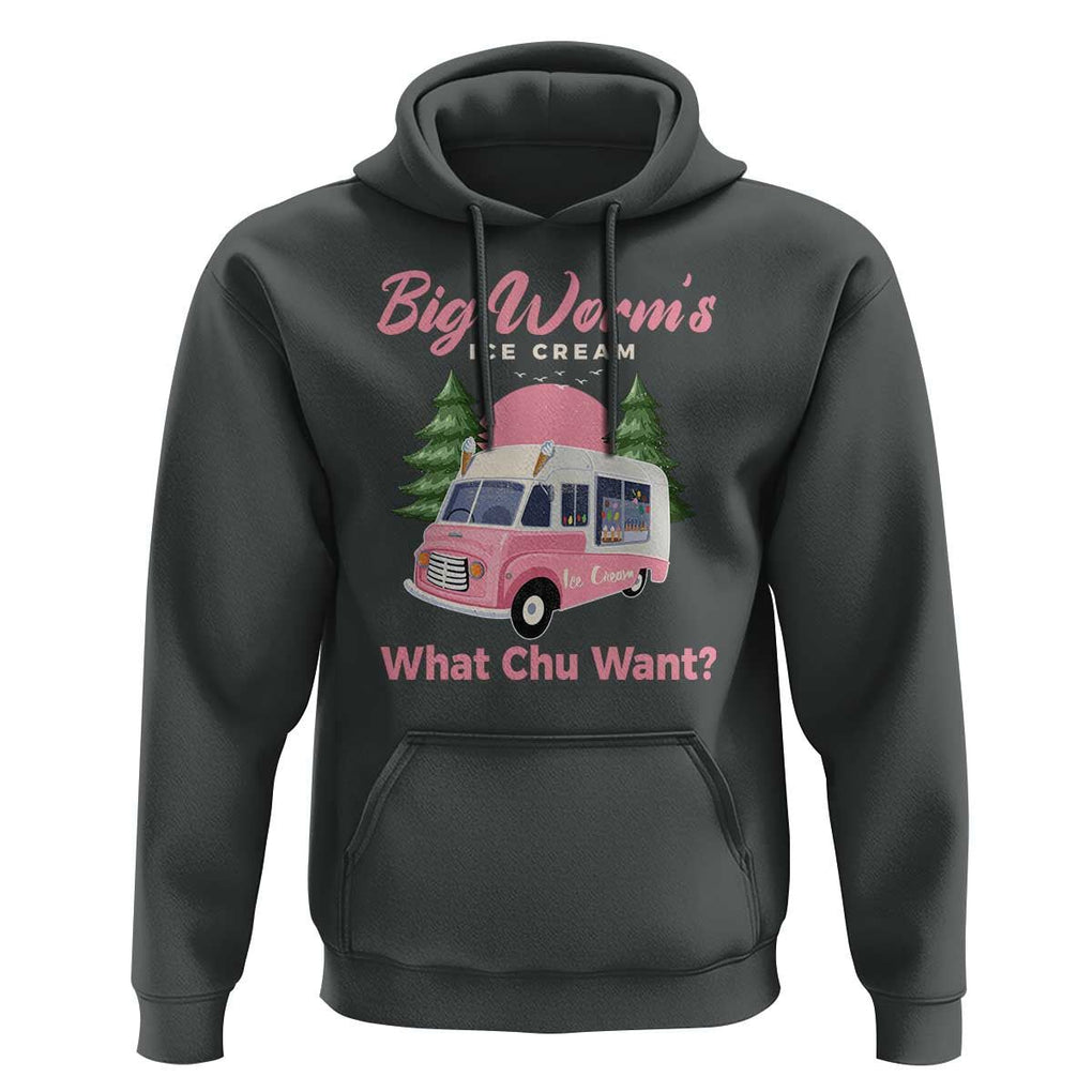 Funny Big Worm's Ice Cream What Chu Want Hoodie Summer Van TS11 Dark Heather Print Your Wear