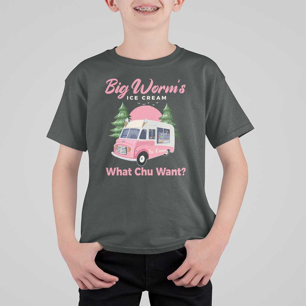 Funny Big Worm's Ice Cream What Chu Want T Shirt For Kid Summer Van TS11 Dark Heather Print Your Wear