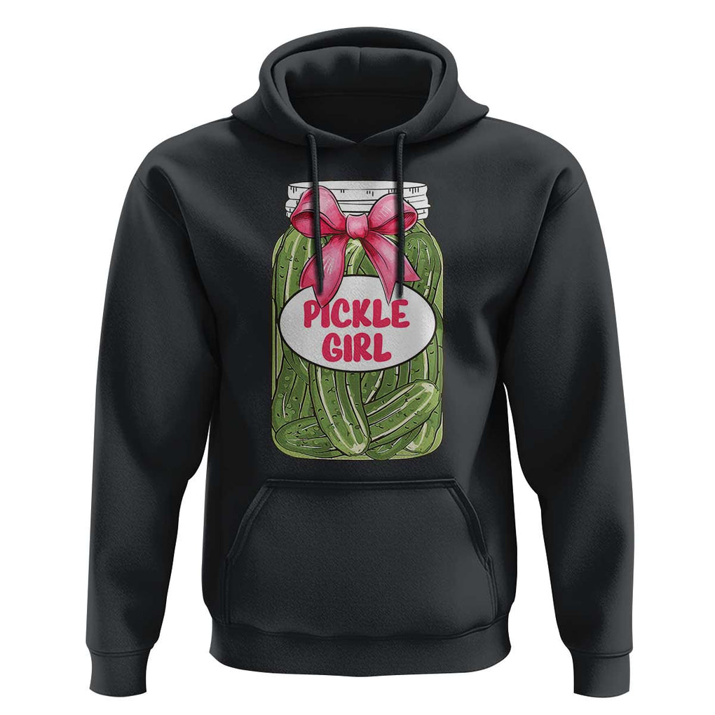 Funny Pickle Girl Hoodie Canned Dill Cucumber Pink Bow Coquette TS11 Black Print Your Wear