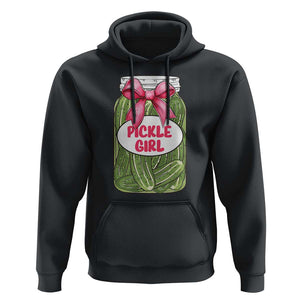 Funny Pickle Girl Hoodie Canned Dill Cucumber Pink Bow Coquette TS11 Black Print Your Wear