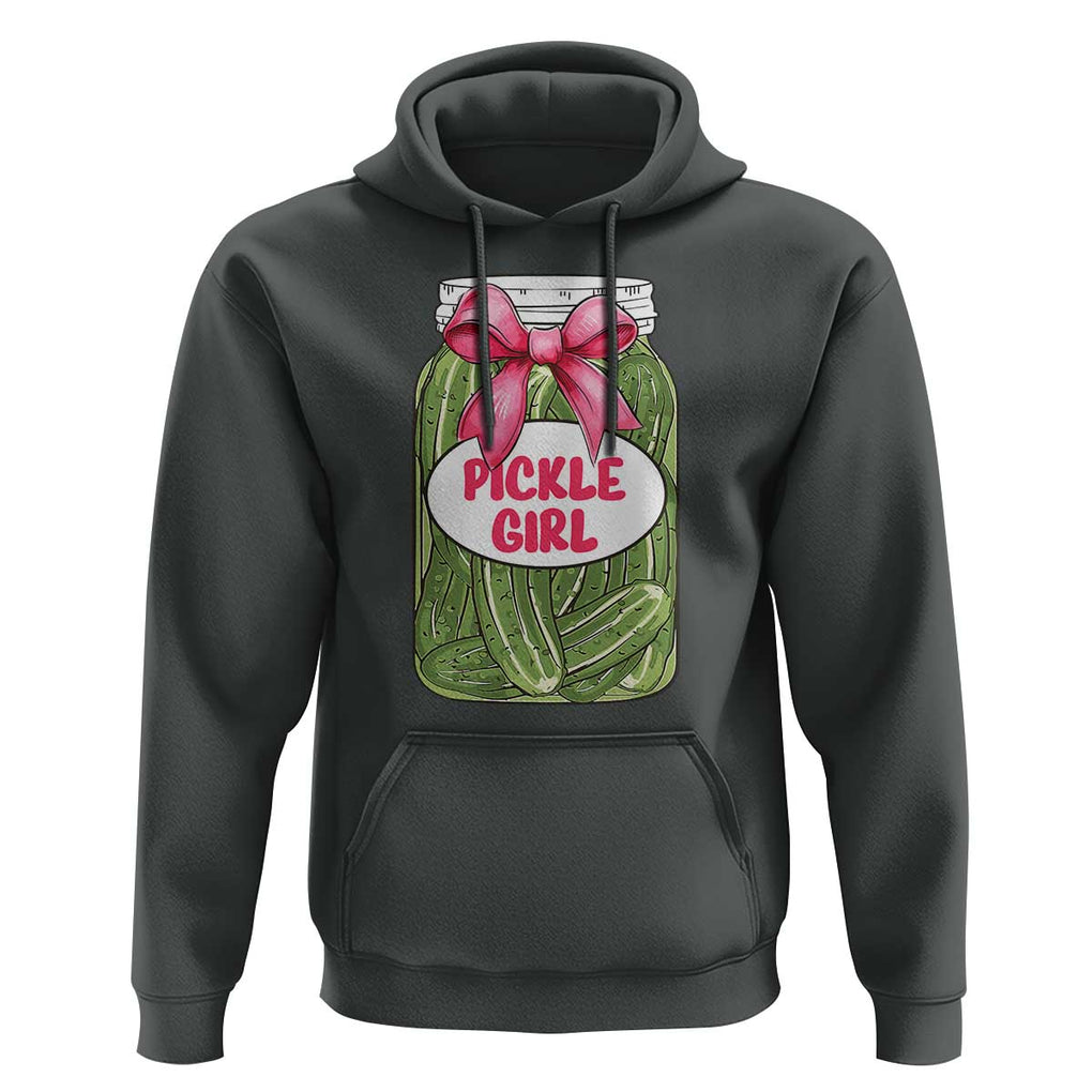 Funny Pickle Girl Hoodie Canned Dill Cucumber Pink Bow Coquette TS11 Dark Heather Print Your Wear