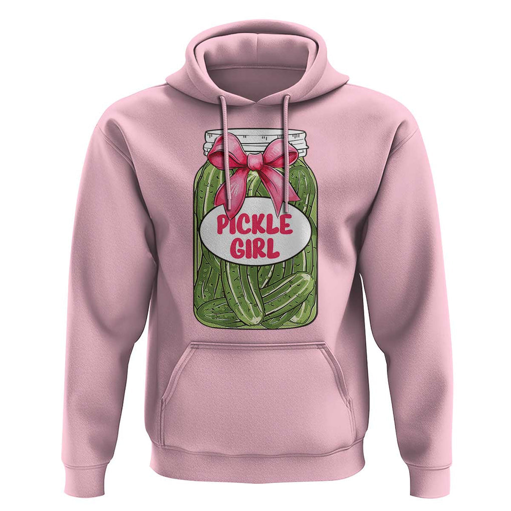 Funny Pickle Girl Hoodie Canned Dill Cucumber Pink Bow Coquette TS11 Light Pink Print Your Wear