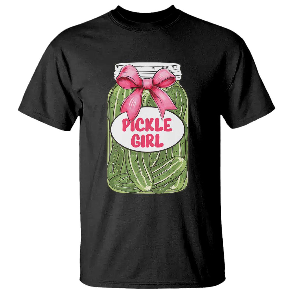 Funny Pickle Girl T Shirt Canned Dill Cucumber Pink Bow Coquette TS11 Black Print Your Wear