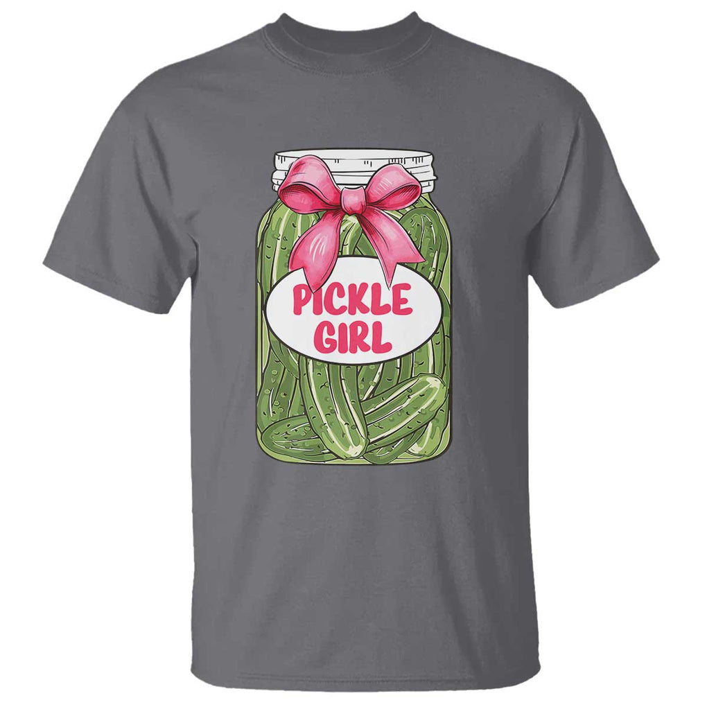 Funny Pickle Girl T Shirt Canned Dill Cucumber Pink Bow Coquette TS11 Charcoal Print Your Wear