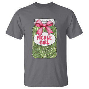 Funny Pickle Girl T Shirt Canned Dill Cucumber Pink Bow Coquette TS11 Charcoal Print Your Wear