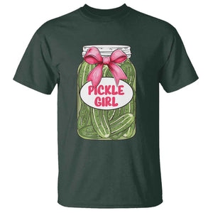 Funny Pickle Girl T Shirt Canned Dill Cucumber Pink Bow Coquette TS11 Dark Forest Green Print Your Wear