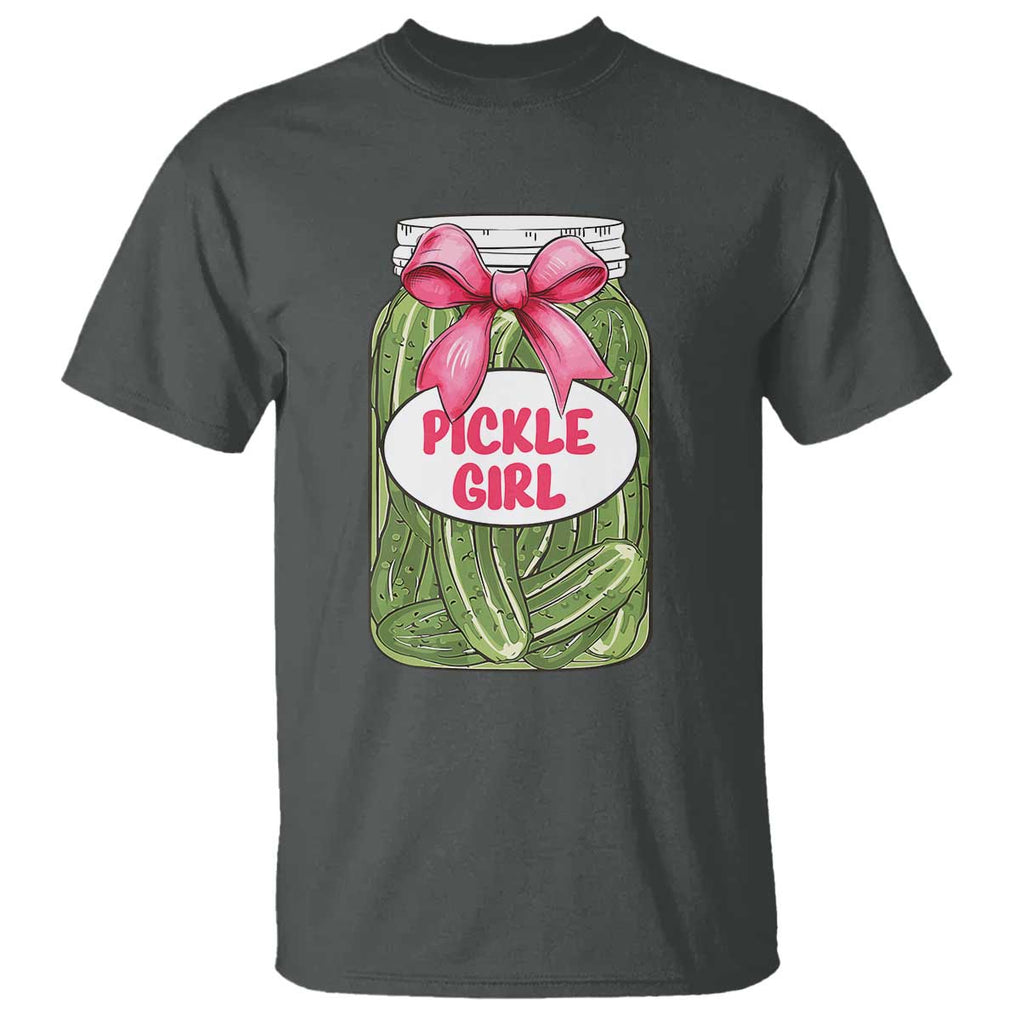Funny Pickle Girl T Shirt Canned Dill Cucumber Pink Bow Coquette TS11 Dark Heather Print Your Wear