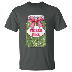 Funny Pickle Girl T Shirt Canned Dill Cucumber Pink Bow Coquette TS11 Dark Heather Print Your Wear