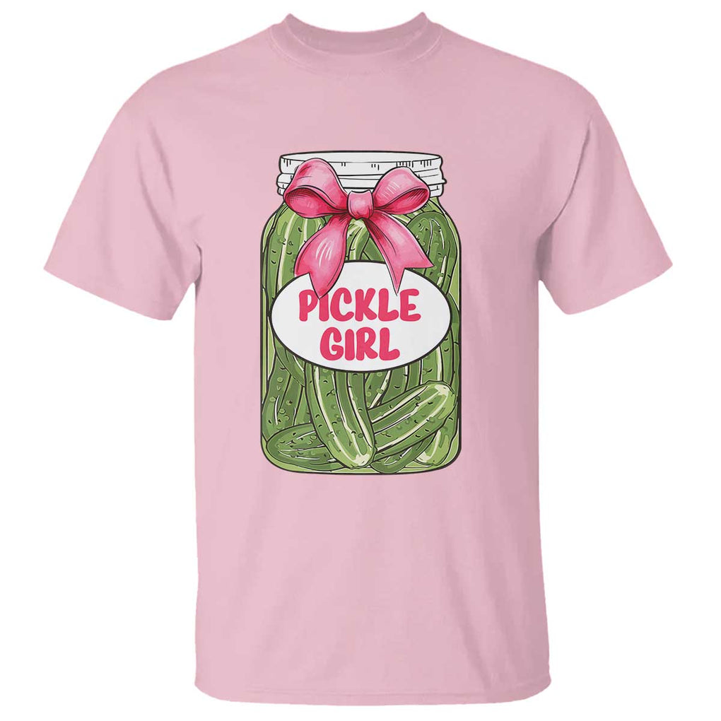 Funny Pickle Girl T Shirt Canned Dill Cucumber Pink Bow Coquette TS11 Light Pink Print Your Wear