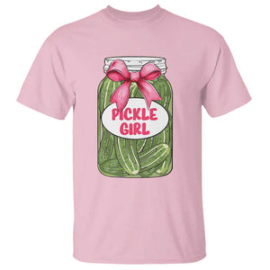 Funny Pickle Girl T Shirt Canned Dill Cucumber Pink Bow Coquette TS11 Light Pink Print Your Wear