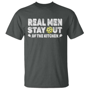 Funny Pickleball T Shirt Real Men Stay Out Of The Kitchen Pickle Ball Sports TS11 Dark Heather Print Your Wear