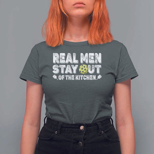Funny Pickleball T Shirt For Women Real Men Stay Out Of The Kitchen Pickle Ball Sports TS11 Dark Heather Print Your Wear