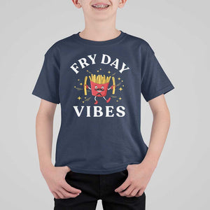 Funny French Fries T Shirt For Kid Fry Day Vibes Fast Food TS11 Navy Print Your Wear