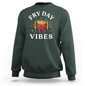 Funny French Fries Sweatshirt Fry Day Vibes Fast Food TS11 Dark Forest Green Print Your Wear