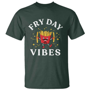 Funny French Fries T Shirt Fry Day Vibes Fast Food TS11 Dark Forest Green Print Your Wear