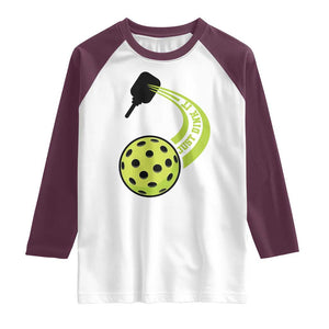 Pickleball Raglan Shirt Just Dink It Pickle Ball Sports TS11 White Maroon Print Your Wear
