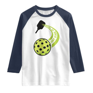 Pickleball Raglan Shirt Just Dink It Pickle Ball Sports TS11 White Navy Print Your Wear