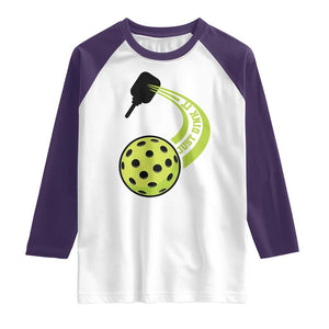 Pickleball Raglan Shirt Just Dink It Pickle Ball Sports TS11 White Purple Print Your Wear
