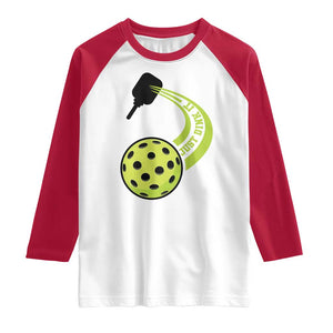 Pickleball Raglan Shirt Just Dink It Pickle Ball Sports TS11 White Red Print Your Wear