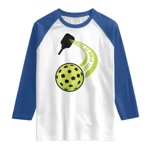 Pickleball Raglan Shirt Just Dink It Pickle Ball Sports TS11 White Royal Print Your Wear