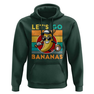 Funny Baseball Hoodie Let's Go Bananas Bat Ball Sport TS11 Dark Forest Green Print Your Wear