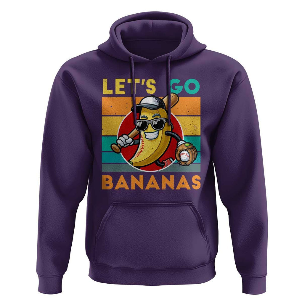 Funny Baseball Hoodie Let's Go Bananas Bat Ball Sport TS11 Purple Print Your Wear