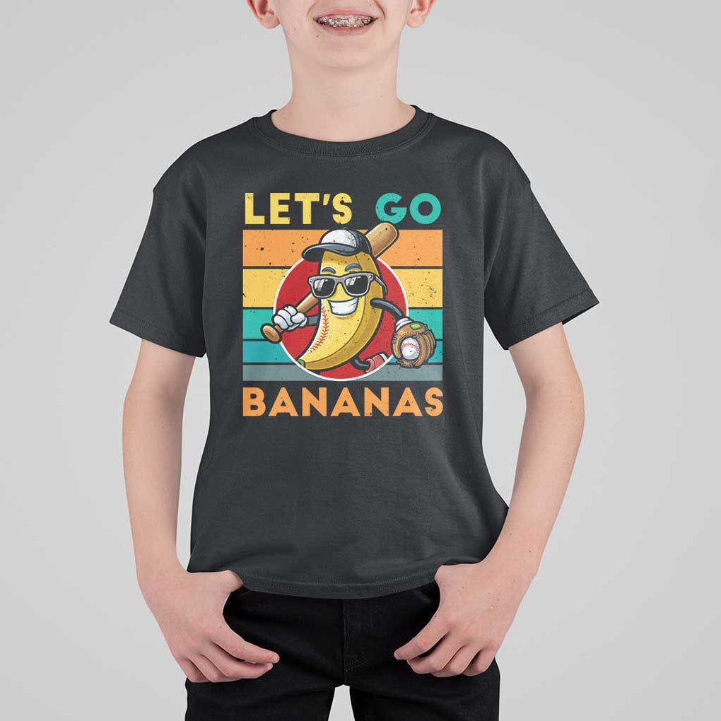 Funny Baseball T Shirt For Kid Let's Go Bananas Bat Ball Sport TS11 Black Print Your Wear