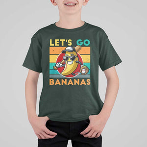 Funny Baseball T Shirt For Kid Let's Go Bananas Bat Ball Sport TS11 Dark Forest Green Print Your Wear