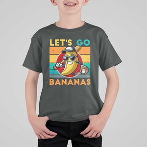 Funny Baseball T Shirt For Kid Let's Go Bananas Bat Ball Sport TS11 Dark Heather Print Your Wear